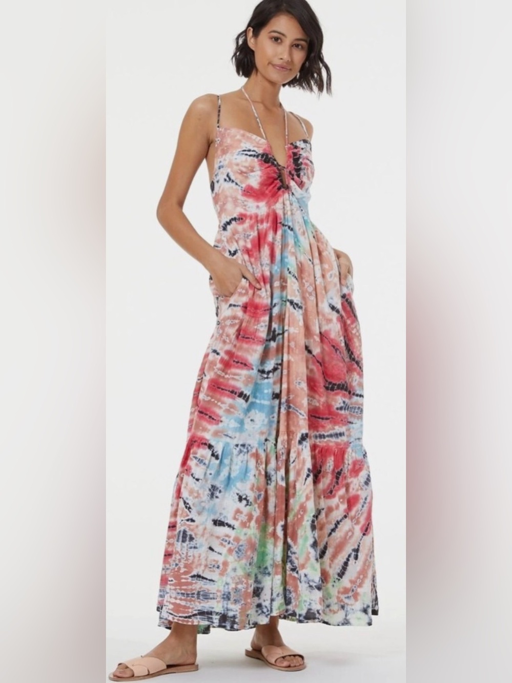 Young Fabulous & Broke Multicolor Tie-Dye Spaghetti Strap Maxi Dress